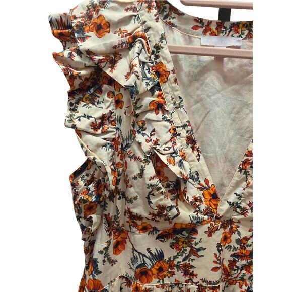 Chelsea 28 Floral Ruffle Sleeve Organic Cotton Midi dress Size XL - Picture 5 of 11